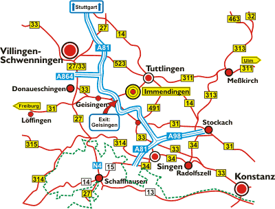 Map excerpt: way to Immendingen