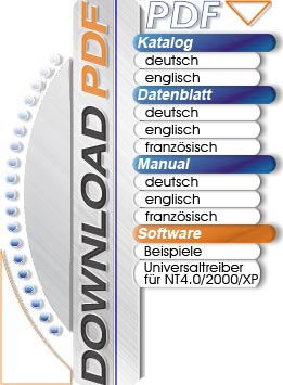 Kataloge, Datenblätter, Bedienungsanleitungen, in deutsch, englisch, oder französisch herunterladen